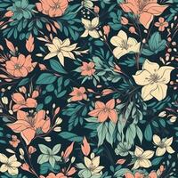 Abstract floral seamless pattern. Bright colors, painting on a light background. photo