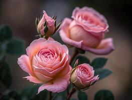 Background image of pink roses. Generative Ai photo
