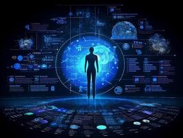 Futuristic technology concept. Circular hud element virtual reality of big data. cyber system security for technology business . Sublime image . photo