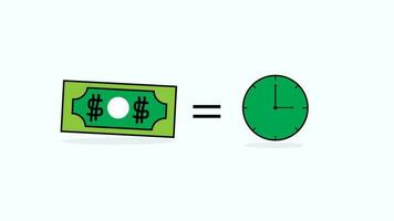 hora es dinero animado lazo movimiento gráficos, adecuado para tu negocio presentación necesidades en el oficina o a Universidad video