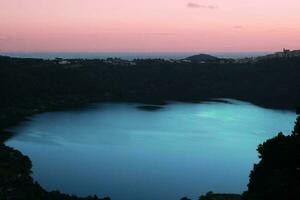 Lake view with pink sky photo