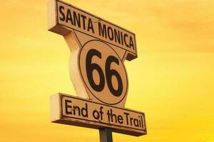 Route 66 sign at Santa Monica California photo