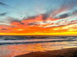 Red sunset on the sea photo