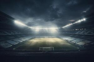 un fútbol americano estadio a noche . generativo ai foto