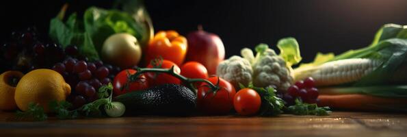 Big set organic food. Fresh raw vegetables. On a black background. photo