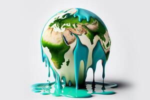 Climate change global warming concept. Planet Earth has warmed up and is melting. illustration photo