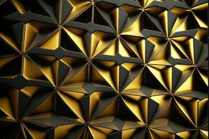 Geometric triangular pattern of gold and black structural elements photo