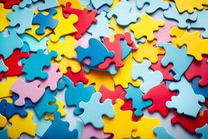 World Autism Awareness day Abstract background from puzzles. illustration photo