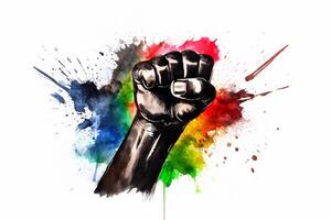 Uneteenth Independence Day concept. Fist in Three color Red black and Green. illustration photo