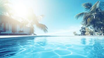 Empty swimming pool in tropical resort in summer background. illustration photo