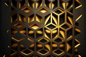 Geometric triangular pattern of gold and black structural elements. illustration photo