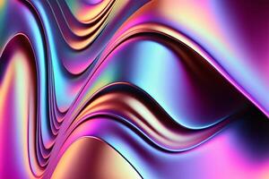 Iridescent holographic textural Background. Gradient waves with iridescent highlights. illustration photo