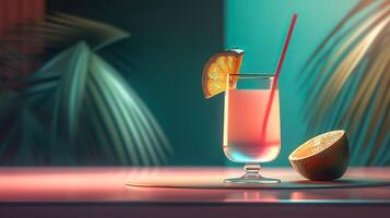 Tropic cocktail with ice. illustration photo