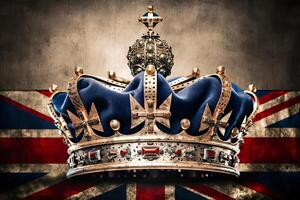 United Kingdom Royal Crown. Symbols of Great Britain UK United Kingdom monarchy. Generative AI illustration photo