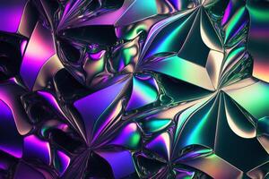 Iridescent holographic textural Background. Geometric cells with iridescent highlights. illustration photo