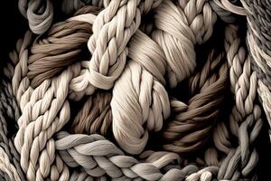Natural yarn for knitting. Twisted threads abstract background. illustration photo