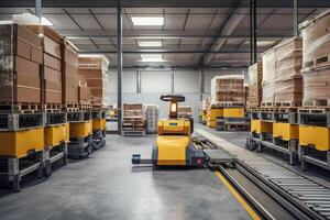 Smart robot delivery for innovative warehouse and factory digital technology. illustration photo