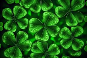 Festive background with shining clover shamrocks. St. Patrick's Day backdrop. illustration photo