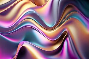 Iridescent holographic textural Background. Gradient waves with iridescent highlights. illustration photo
