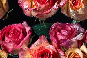 floral rosado rosas sin costura modelo. modelo para telas, textiles, papel, fondo de pantalla, interior decoración. generativo ai ilustración foto