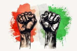 Uneteenth Independence Day concept. Fists in Three color Red black and Green. illustration photo