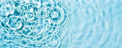 Abstract transparent liquid banner with concentric circles and ripples. Spa concept. Soft focus photo