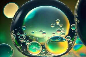 Abstract transparent molecule bubbles in facial skincare cosmetic product. Beauty under the microscope. illustration photo