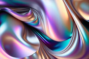 Iridescent holographic textural Background. Gradient waves with iridescent highlights. illustration photo