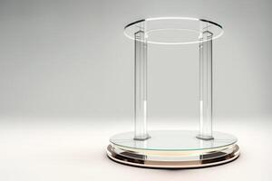 vaso rotonda podio para producto presentación en un blanco antecedentes. generativo ai ilustración foto