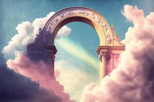 Heavens gate to heaven end of life. Stairway to Heaven. Religious background. illustration photo