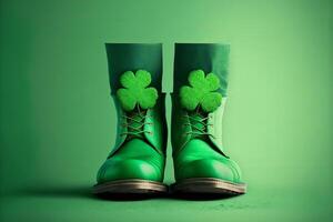 Green leprechaun shoes for St. Patrick's Day celebration during Irish holidays in Ireland. illustration photo