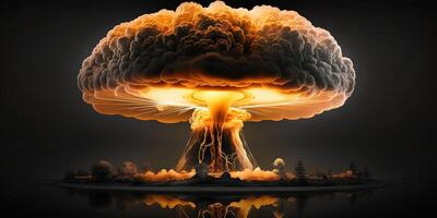 . . Illustration of huge atomic mushroom explosion. Scary catastrophe vibe. Graphic Art photo