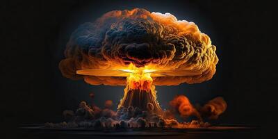 ai generativo. ai generado. ilustración de enorme atómico seta explosión. de miedo catástrofe onda. gráfico Arte foto