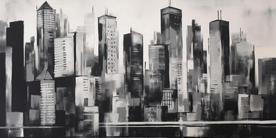 . . Ink pain pen draw illustration of city urban landscape. Graphic Art photo