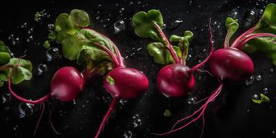 . . Photo realistic shot illustration of germinated beet sprouts pattern background. Eco healthy organic lifestyle vibe. Graphic Art