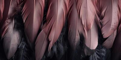 . . Photo realistic black feathers pattern background texture. Ellegant aesthetics luxury vibe. Graphic Art