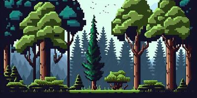 . . 8 bit abstract forest scene. Can be used for retro games or graphic design. Graphic Art photo