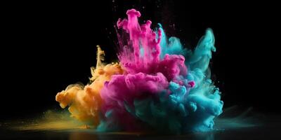 . . Motion graphics illustration of explode splash of color powder. Can be used for background decoration or graphic design. Graphic Art photo