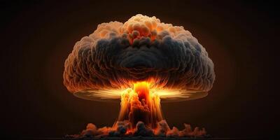 . . Illustration of huge atomic mushroom explosion. Scary catastrophe vibe. Graphic Art photo