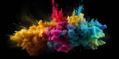 . . Motion graphics illustration of explode splash of color powder. Can be used for background decoration or graphic design. Graphic Art photo