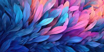 . . Photo realistic illustration of blue soft feathers. Pattern background texture romantic cozy vibe. Graphic Art