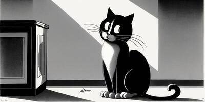 . 1935 Leon Schlesinger inspired cartoon cat character. . Graphic Art photo