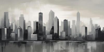 AI Generated. AI Generative. Ink pain pen draw illustration of city urban landscape. Graphic Art photo