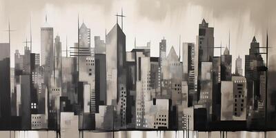 AI Generated. AI Generative. Ink pain pen draw illustration of city urban landscape. Graphic Art photo