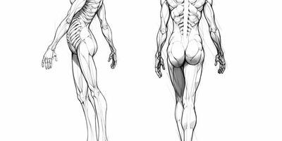ai generado. ai generativo. humano cuerpo anatomía bosquejo. lata ser usado para estudio medicina decoración. gráfico Arte foto