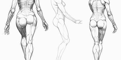 AI Generated. AI Generative. Human body anatomt sketch. Can be used for sudy medicine decoration. Graphic Art photo