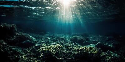 ai generado. ai generativo. foto de debajo mar Oceano mundo. marina náutico con Darm musitico estado animico aventuras onda. gráfico Arte