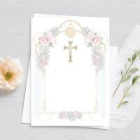 , baptism invitation with croos photo