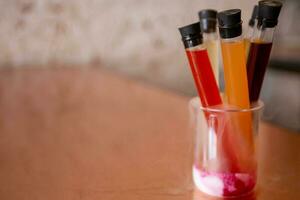 science experiment beaker shots photo