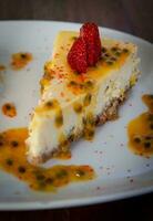 Slice of Passion Fruit Cheese cake photo